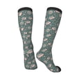 thumbnail image 4 of Daiia Sports Socks Hedgehogs and Flowers Printed Novelty Crew Socks for Men Women Knee High Socks Cotton Socks Soft & Breathable Support Unisex Socks, 4 of 9