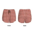 thumbnail image 4 of Disketp Red and Brown Squares Print Women's Shorts Workout Shorts for Athletic Gym Running Shorts with Phone Pockets X-Large, 4 of 8