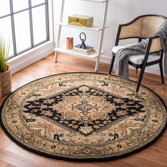 Safavieh Heritage York Oriental Wool Area Rug, Black/Gold, 6' x 6' Round
