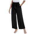 thumbnail image 3 of Women's Cargo Pants Simple Solid Color Partial Dandelion Print Pocket Drawstring Outdoor Women Pants Black S, 3 of 4
