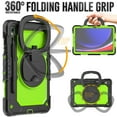 thumbnail image 3 of Case for Samsung Galaxy Tab S10 Lite/S10 FE/S9 FE/S9, 360 Rotating Stand Handle Pencil Holder Shoulder Strap Heavy Duty Shockproof Cover, Lime PC, 3 of 7