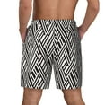 thumbnail image 3 of Kdxio Black White Stripes Print Men's Swim Trunks with Compression Liner 7 Inch Inseam Quick Dry Swim Shorts, 3 of 7