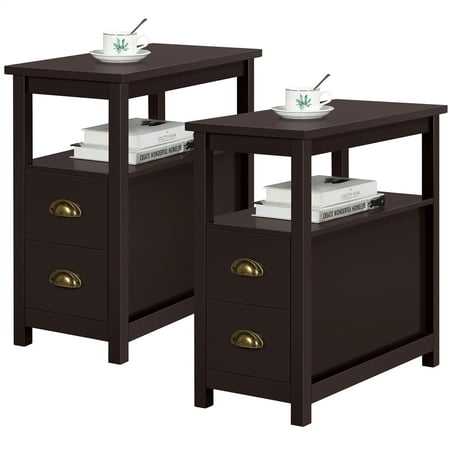 For Set Of 2 Narrow End Table, Living Room End Tables With Drawers