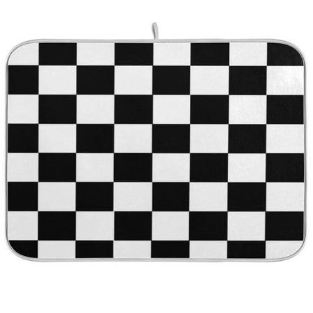 

Dish Drying Mat 18 x 24 Highly Absorbent Microfiber for Dishes Utensils Checkered Pattern
