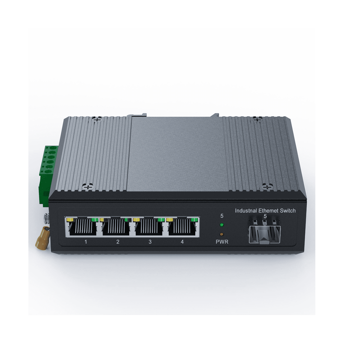 5 Port Industrial PoE Gigabit Din Rail Ethernet Switch, 4 Port Switch with SFP 10/100/1000Mbps IP40 Unmanaged 48V Output