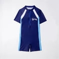 thumbnail image 2 of Bainana Child Boys One-Pieces Swimwear Color Block Short Sleeve Crew Neck Swimsuit Fashion Casual Youth Kids Toddler Summer Beach Seaside Bathing Suit Blue1 Size 11-12 Years, 2 of 3