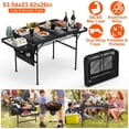 thumbnail image 2 of TeqHome Camping Table with 2 Side Wing Trays Foldable BBQ Grill Table Portable Height Adjustable Picnic Table with Storage Net for Picnic Camping Beach BBQ RV, 2 of 12