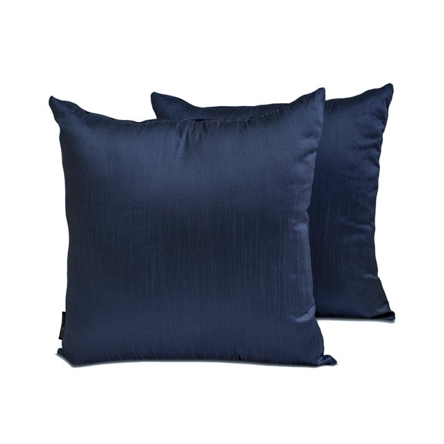 Funda de almohada lumbar decorativa HomeCentric, azul marino, paquete de 2, 30 x 65 cm (12 x 26 pulgadas). Funda de almohada rectangular lisa y lisa de seda artística, estilo moderno liso - Azul