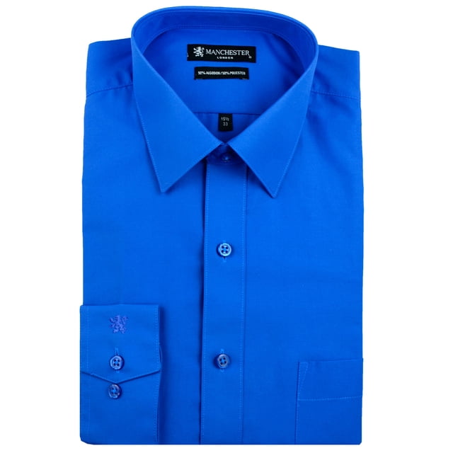 Manchester Camisa de Vestir Regular Fit Azul Rey, 18" Cuello 33" Manga Manchester 5016A