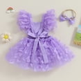 thumbnail image 3 of Bagilaanoe Newborn Baby Girl Rompers Dress 3D Butterfly Fly Sleeve Bodysuits + Headband 6M 12M 18M 24M Infant A-line Dresses, 3 of 8