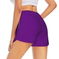 thumbnail image 3 of Vsdgher Purple Print Women's Running Double Layer Shorts High Waisted with Pockets Elastic Yoga Workout Athletic Gym Sports, 3 of 8