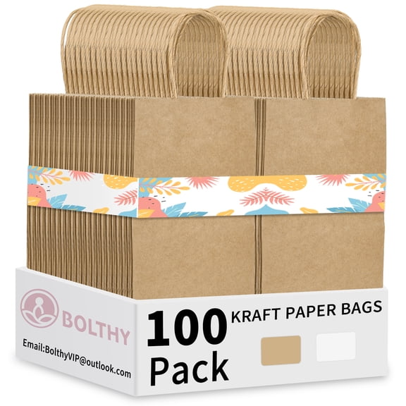 Open Box BOLTHY SMALL KRAFT PAPER BAGS 100PCS 5.91 X 3.15 X 8.27 (14X8X20CM) PAPER BAGS