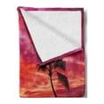 thumbnail image 2 of Ocean Soft Flannel Fleece Blanket, Sunset View from a Tropical Island Beach with Silhouette of Palm Tree on the Shore Art Print, Cozy Plush for Indoor and Outdoor Use, 50" x 70", Red, by Ambesonne, 2 of 5
