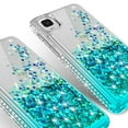 thumbnail image 4 of Liquid Quicksand Glitter Cute Phone Case for Alcatel TCL A3 A509DL / TCL A30 Case for Girls Women Clear Bling Diamond Phone Case Cover - Clear/Teal, 4 of 5