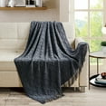 thumbnail image 6 of Bourina Throw Blanket Textured Solid Soft Throws and Blankets for Sofa or Bed Knitted Decorative Blanket 50 x70 Inches Jacquard Rhombu Navy For Adults, 6 of 6