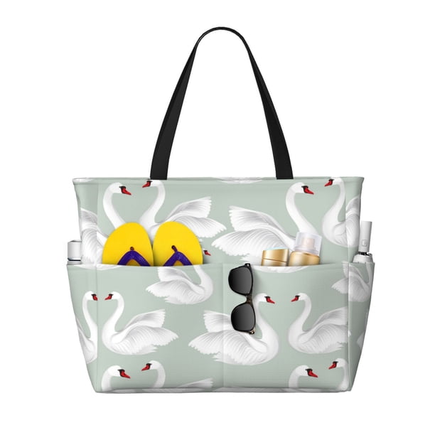 Fotbe White Birds Bolsa de Viaje para Playa - Resistente al Agua, Bolsa Tote de Gran Capacidad y Ligera con 7 Bolsillos para Mujeres y Hombres