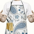 thumbnail image 2 of Blue Paisley and Floral Pattern Apron-Garden Aprons for Women with Pockets-Cotton Linen Waterproof Kitchen Cooking Gardening Aprons Adjustable for Kitchen,Cooking,BBQ and Salon 33x27 Inch, 2 of 7