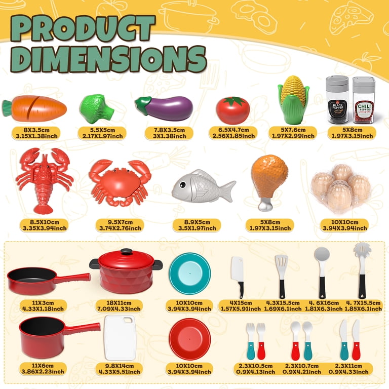 OROLIVING 34-Piece Play Food Set with Pot & Pan photo 7