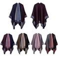 thumbnail image 3 of Poncho de la bufanda de las mujeres Cardigan a rayas Vintage Warm Cape Shawl bufandas largas Pashmin Meterk Camello, 3 of 4