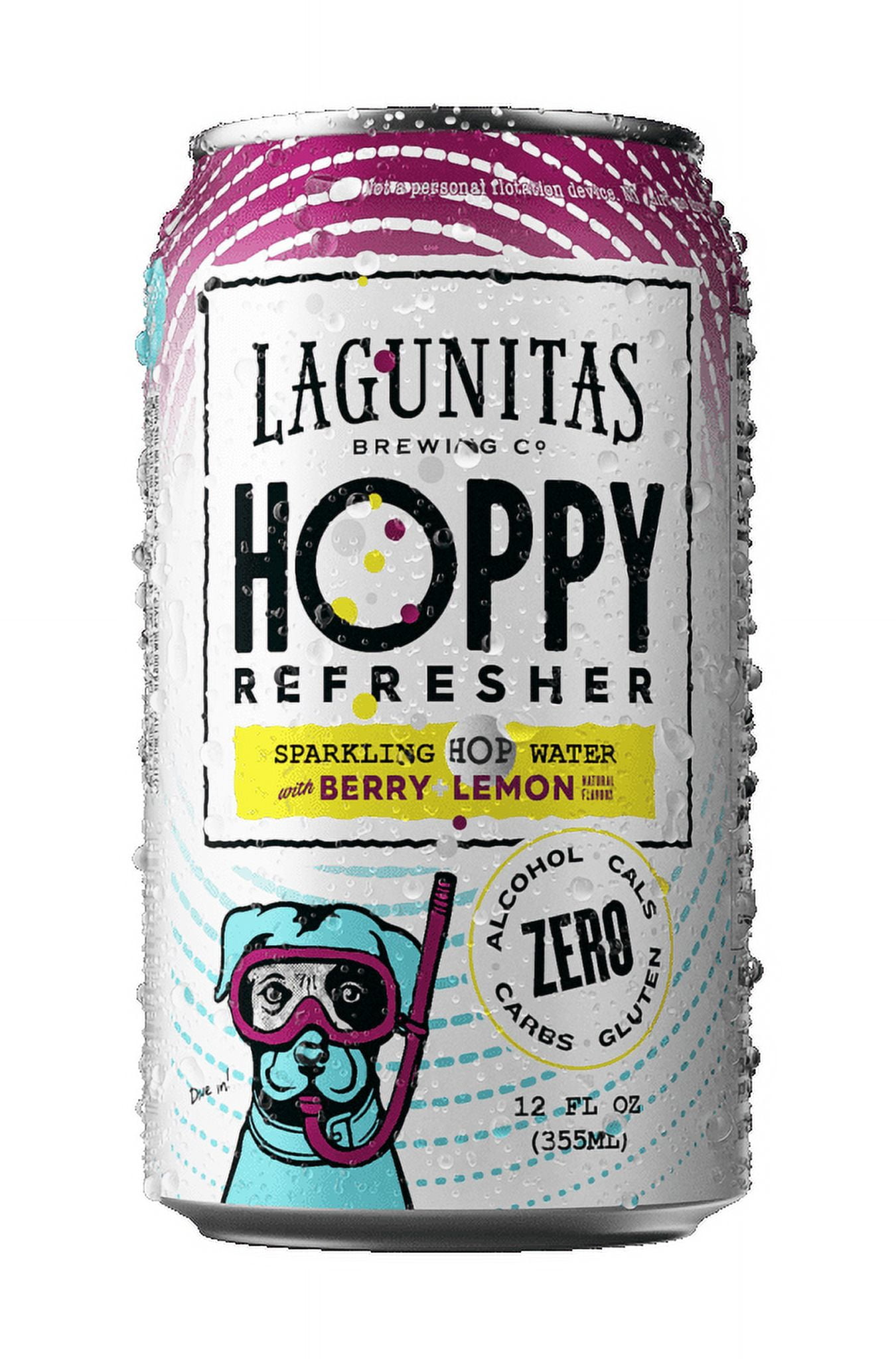 Lagunitas Hop Refresher Variety (Pack of 12) 12oz Cans Sparkling Hop Water Zero Alcohol Gluten Free Zero Cals & Carbs (Includes 4 of Each Flavor:  Blood Orange, Hop Water, & Berry Lemon)