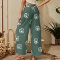 thumbnail image 3 of WTOBBY Women's Summer Floral Print Cotton Linen Loose Casual Elastic Tie Waist Ankle Pants with Pockets, Flowy and Comfortable for Daily Use,Dark Green S, 3 of 4
