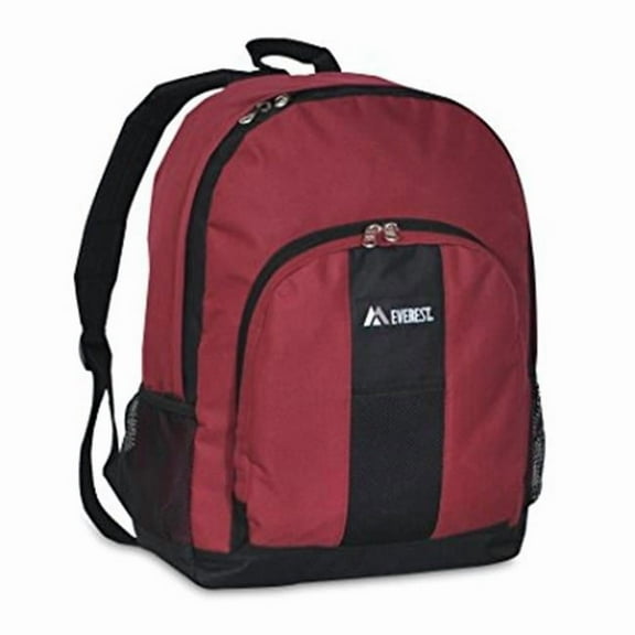 Everest  Backpack with Front & Side Pockets - Burgundy & Black