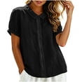 thumbnail image 4 of Sheghy Tops for Women 100%Cotton Linen Blend Collared Shirt, Solid Button Short Sleeve Casual Tunic Top Blouse, 4 of 9