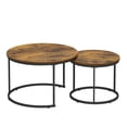 thumbnail image 3 of 2-Piece Nesting Round Coffee Table Set, 27.56'' Industrial Wood Finish, Metal Frame, Rustic Brown Furniture for Living Room, Bedroom, Balcony & Yard, 3 of 10