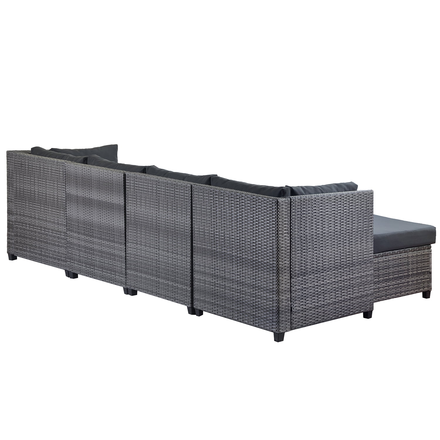 Kadyn 7 Piece Rattan Sectional Seating Group, Outdoor Conversation Sofa Set, Outdoor Ratten Sofa NEW with Cushions and Table, Gray