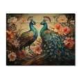 thumbnail image 3 of Designart "Peacock Ensemble Blue Coral Indian Art I" Indian Art Print on Natural Pine Wood, 3 of 5