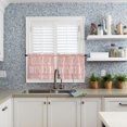 thumbnail image 6 of Hello Winter Kitchen Window Curtain Set with Tiers and Valance, 3 Pieces Rod Pocket Valances Pink Christmas Snowflake Window Treatment Semi Sheer Kitchen Bedroom Farmhouse Decor (52"W x 18"L), 6 of 6
