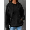thumbnail image 4 of Women Fall Hoodies Sweater Casual Pullover Waffle Casual Long Sleeve Shirts Drawstring Loose Hooded Sweatshirt with Pocket, 4 of 6