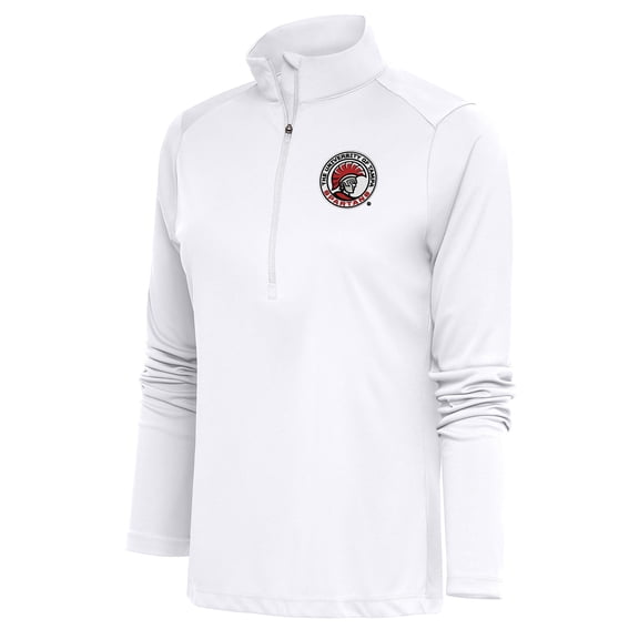 Women's Antigua White Tampa Spartans Tribute Half-Zip Pullover Top