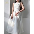 thumbnail image 2 of H Han Queen Vestidos de verano elegante moda Simple con cuentas Vintage vestido blanco mujeres cuello redondo sin mangas Casual fiesta Midi Vestidos, 2 of 5