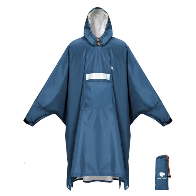 Poncho de lluvia ANYOO con capucha, impermeable y ligero para adultos