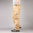 thumbnail image 4 of Puntoco Pantalones casuales largos para hombre, pantalones deportivos cargo con cintura elástica, cierre de velcro, cordones y múltiples bolsillos con correa en la pierna para hombre, 4 of 5