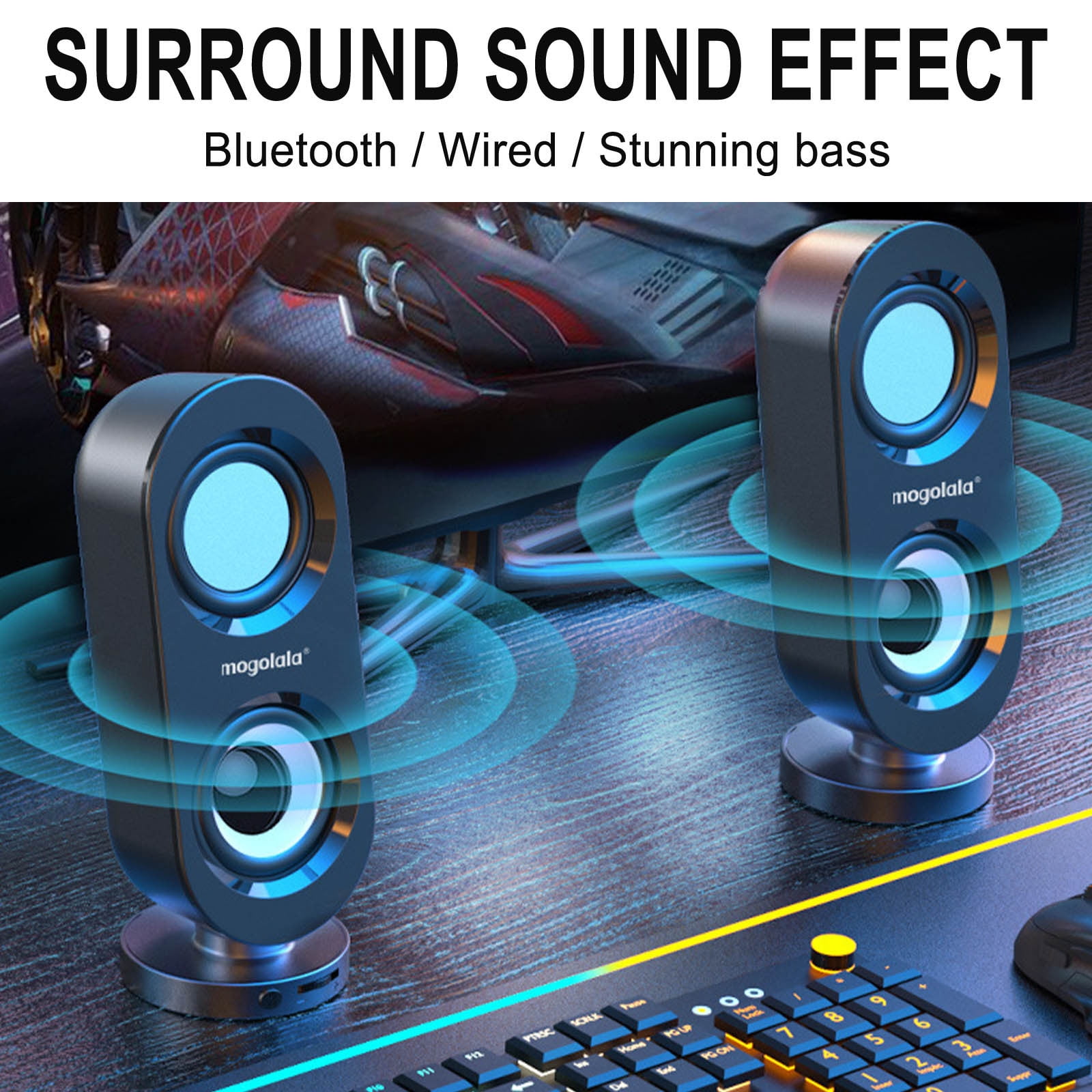 FNYOXU Bluetooth Speaker Desktop Game Computer Audio Desktop Home Mobile Phone Small Speaker Mini Subwoofer Wired USB High Volume