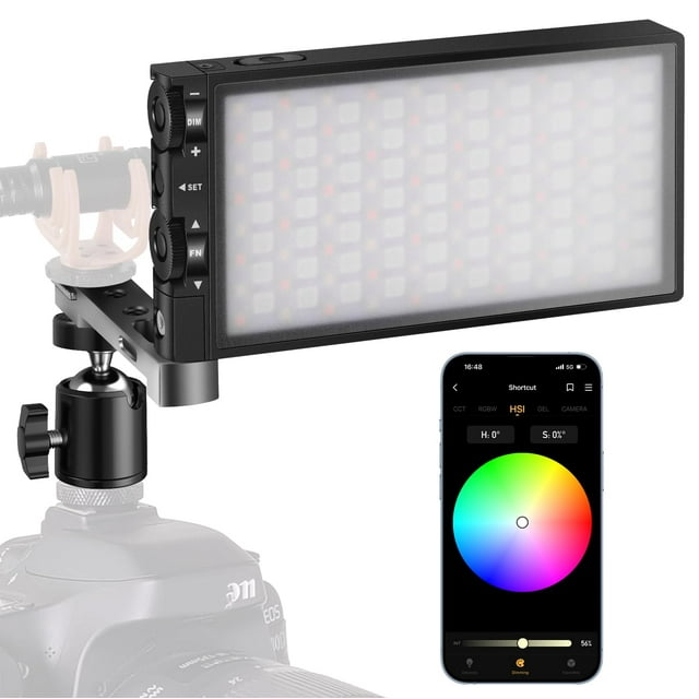 Pixel G1s RGB Video Light with APP Control, Built-in 12W Rechargeable Battery LED Camera Light, 10 Common Lighting Effects, CRI≥97 2500-8500K RGB Vid
