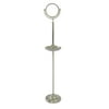 Floor Standing Make-Up Mirror 8-in Diameter with 5X Magnification and Shaving Tray in Polished Nickel