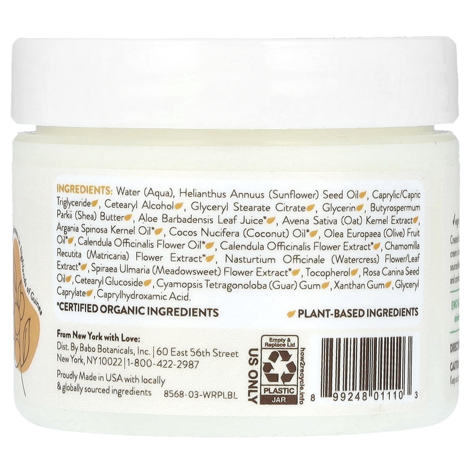 Babo Botanicals Sensitive Baby Miracle Face Cream, Fragrance Free, 2 oz (57 g)