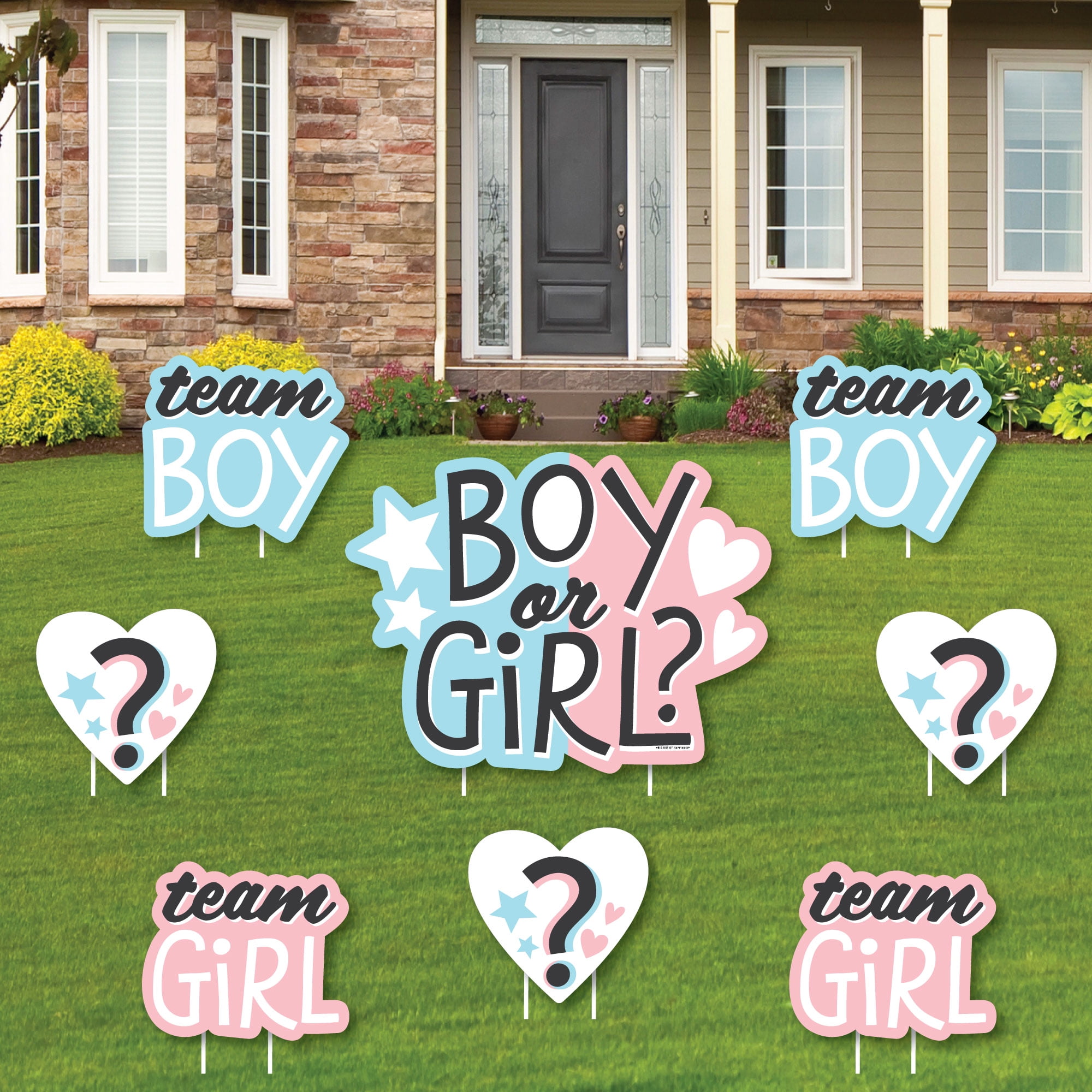 Big Dot of Happiness Baby Gender Reveal Yard Sign and Outdoor Lawn Decorations Team Boy or