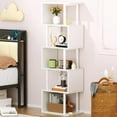 thumbnail image 2 of White Geometric Bookshelf 6 Tier S-Shaped Bookcase, Tall Modern Display Storage Shelf, Metal and Wood Decorative Freestanding Room Divider Shelves for Bedroom, Living Room, Office, 2 of 8