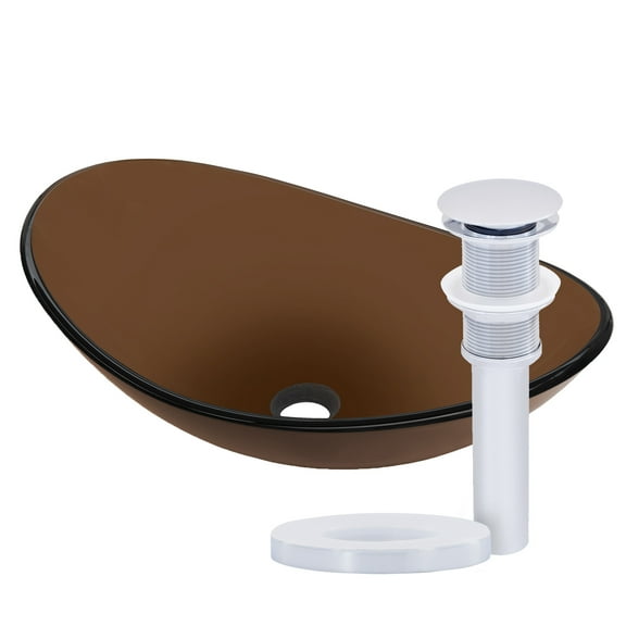 Miseno MNO-G1308520-PC Oval 21-1/2" Glass Bathroom Sink; Polished Chrome Drain