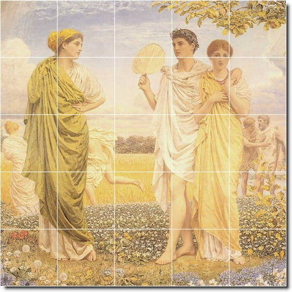 Ceramic Tile Mural-Albert Moore Men Women Painting 1. 21.25" w x 21.25" h using (25) 4.25 x 4.25 ceramic tiles