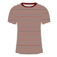 thumbnail image 4 of LYEAA Summer Men T Shirts Short Sleeves Crew Neck Beach Loose Pullover T-shirts Striped Casual Soft Comfortable Breathable Men's Tops Red L, 4 of 5