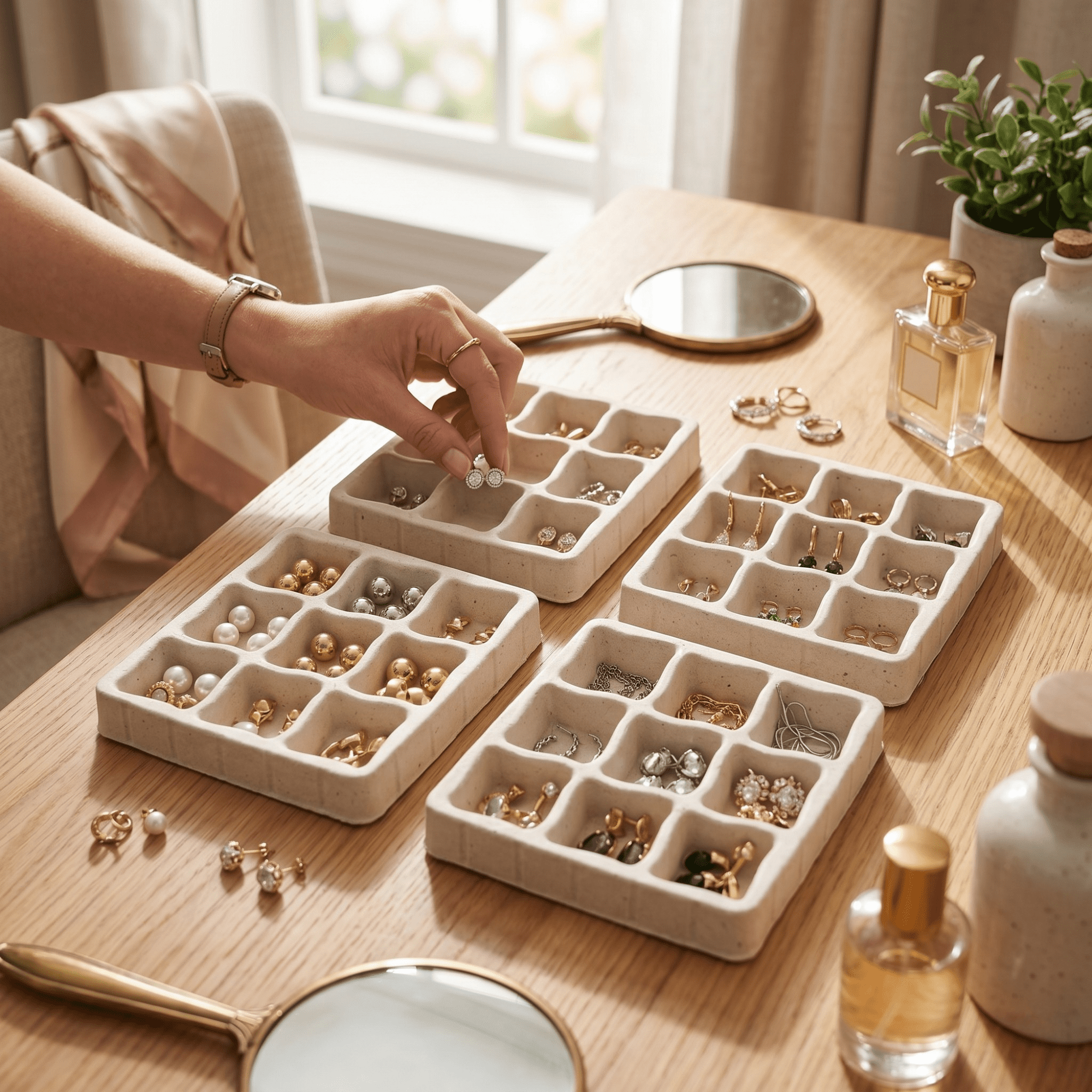 Hives & Honey Women's Earring Tray Inserts for Jewelry Storage and Organization, Set of 4
