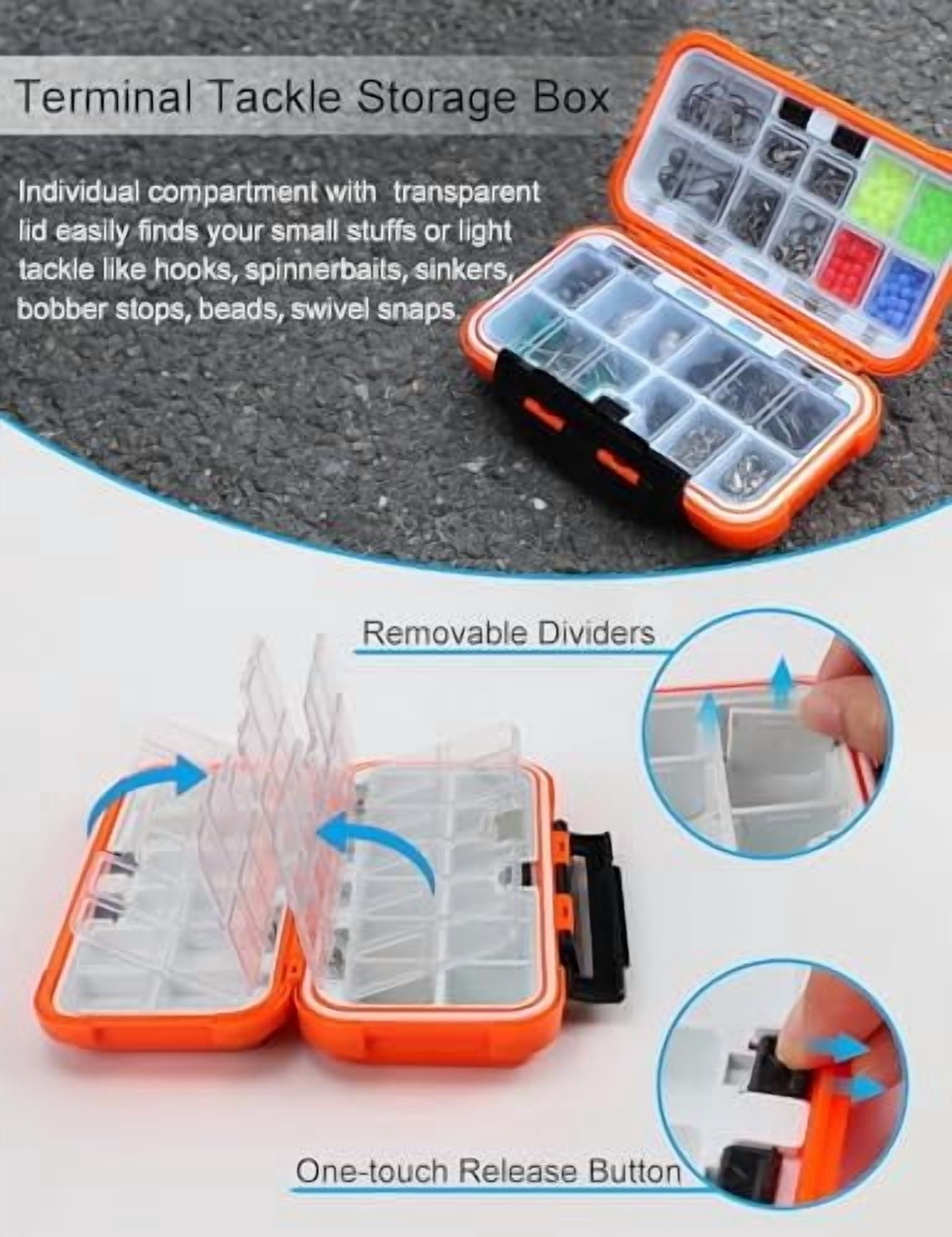RibRave Small Kayak Mini Tackle Box Waterproof Fishing Lure Box Terminal Storage Fishing Hook Organizer