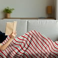 thumbnail image 3 of Candy Cane Soft Flannel Fleece Throw Blanket, Bicolor Stripes and Lines Traditional Design Seasonal Pattern, Cozy Plush for Indoor and Outdoor Use, 50" x 60", Red Fern Green White, by Ambesonne, 3 of 5