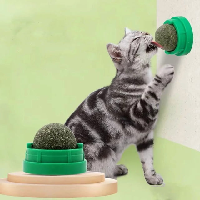 Rascador de hierba gatera para gatos, Bola de pared de juguete, elimina bolas naturales saludables para promover la digestión, hierba para gatos, aperitivos,3PCS Green