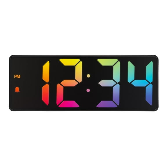 Equity 2 inch Gradient Digital Black Alarm Clock with Indoor Temperature, 617-386